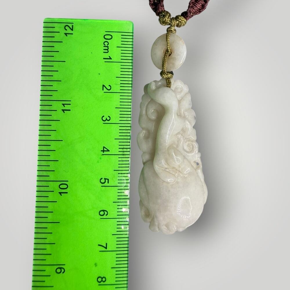 Hand Carved White Nephrite Jade Pixiu Pendant Chinese Lucky Amulet